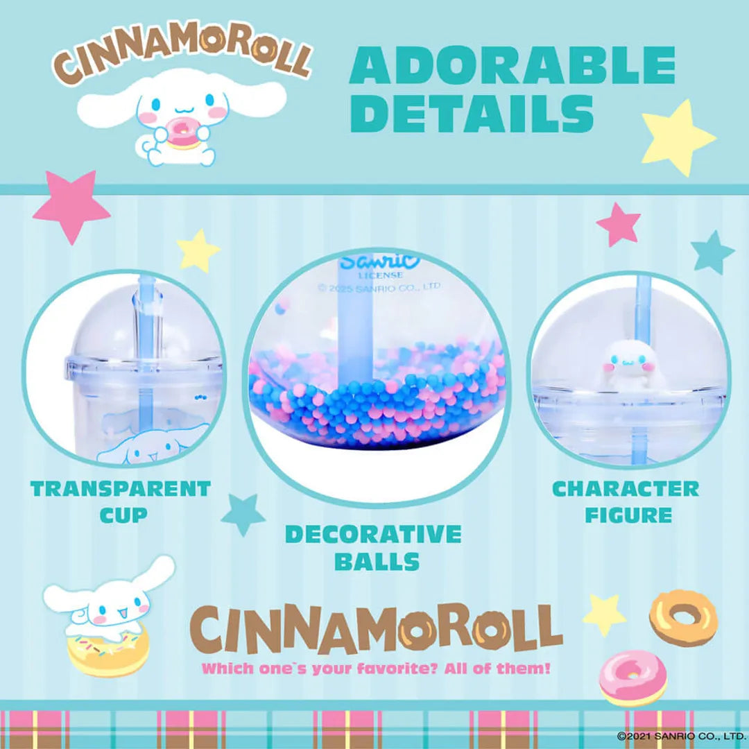 Sanrio Cinnamoroll tumbler with clear lid and reusable straw