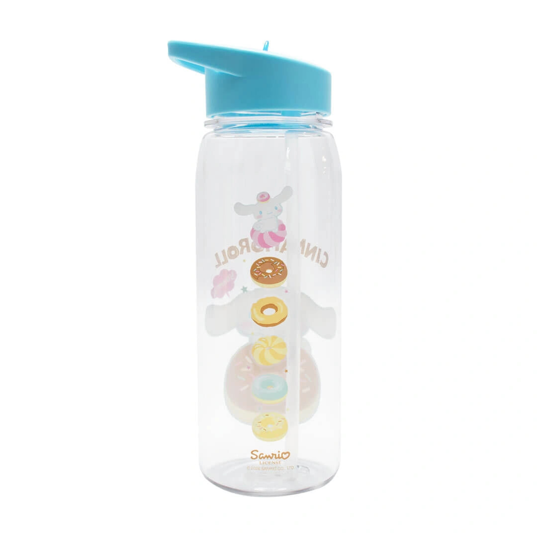 Back view of Cinnamoroll Sanrio water bottle with doughnut and candy artwork – BPA-free 700ml