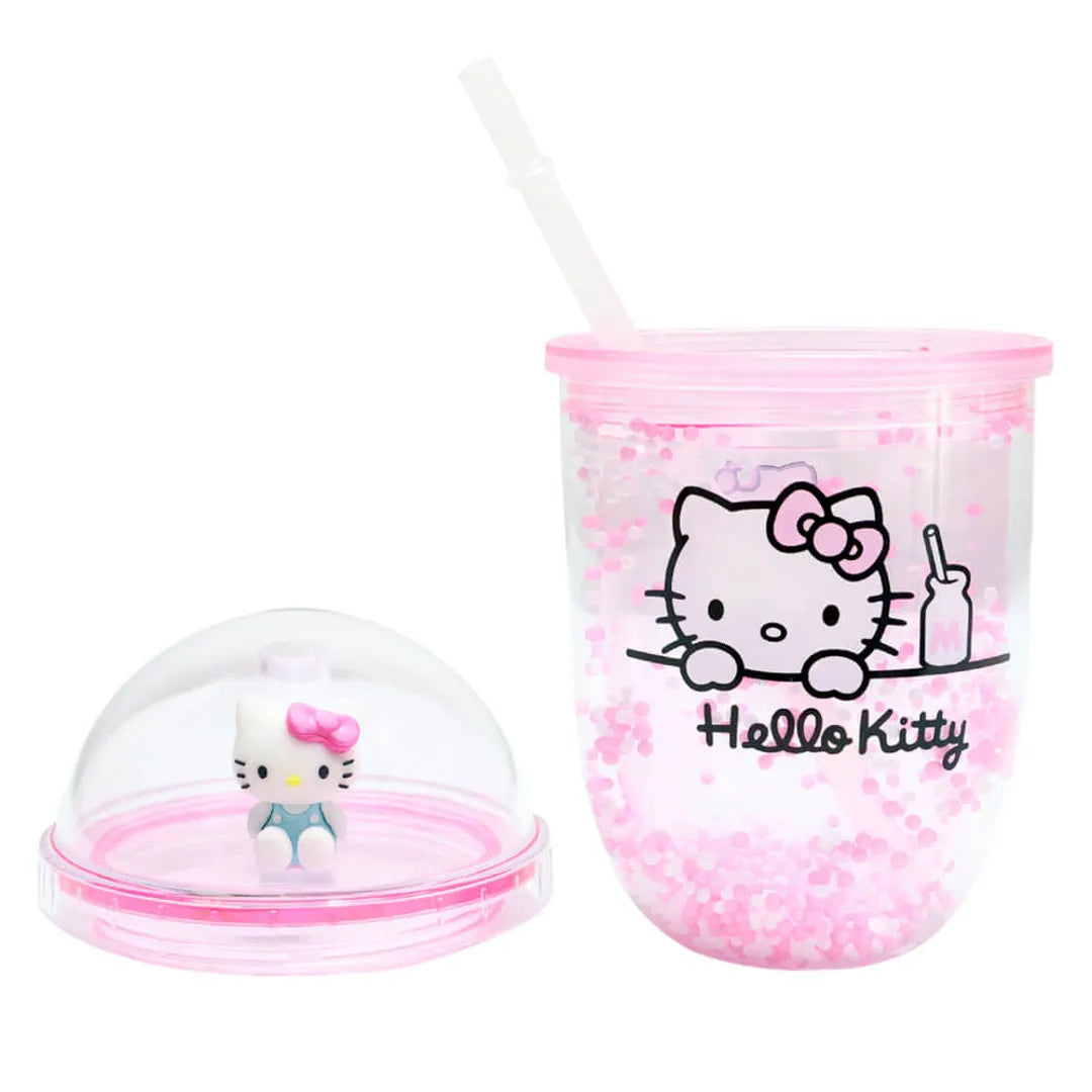 Hello Kitty reusable tumbler 350ml with pastel pink beads