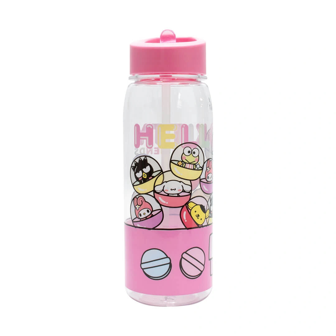 Hello Kitty and Friends water bottle front view with pastel design