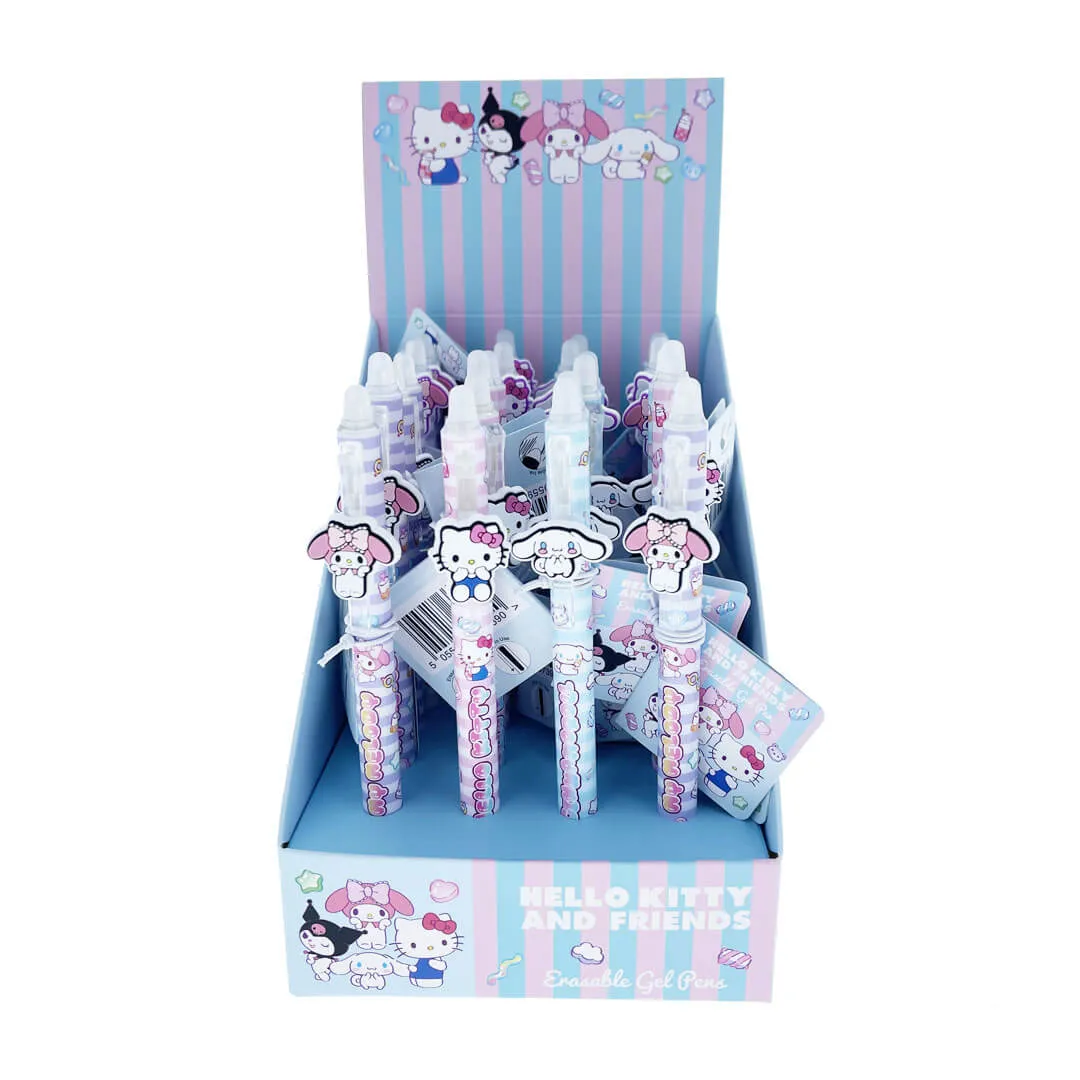 Display box of Hello Kitty and Friends stationery items on a white background