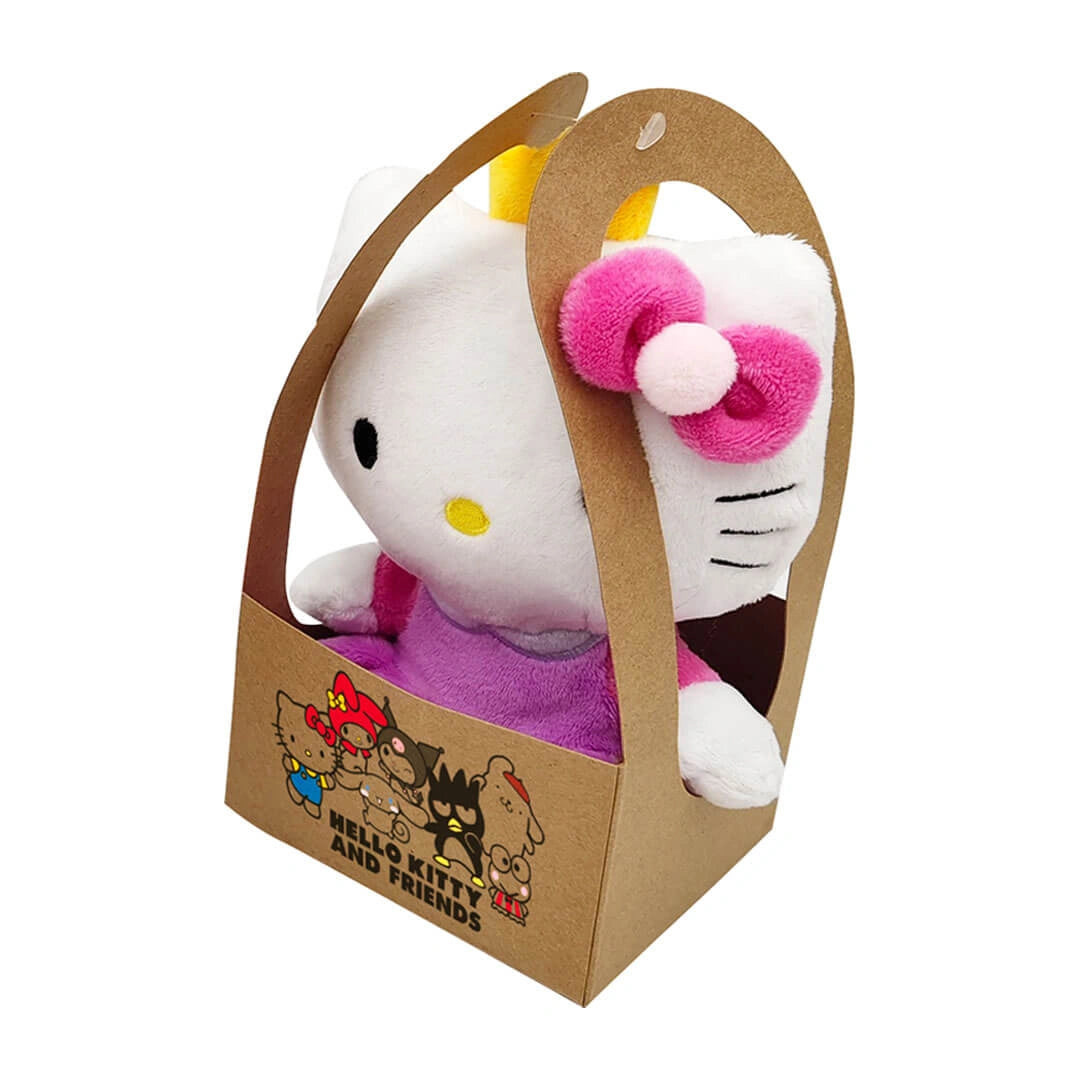 Hello Kitty Eco Plush in pink princess dress with crown – front view