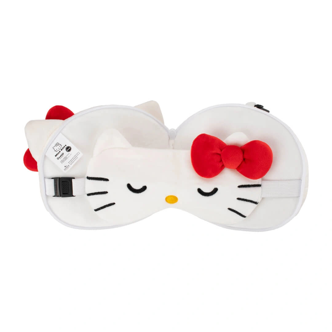 Hello Kitty plush eye mask and pillow set for travel and sleep comfort
