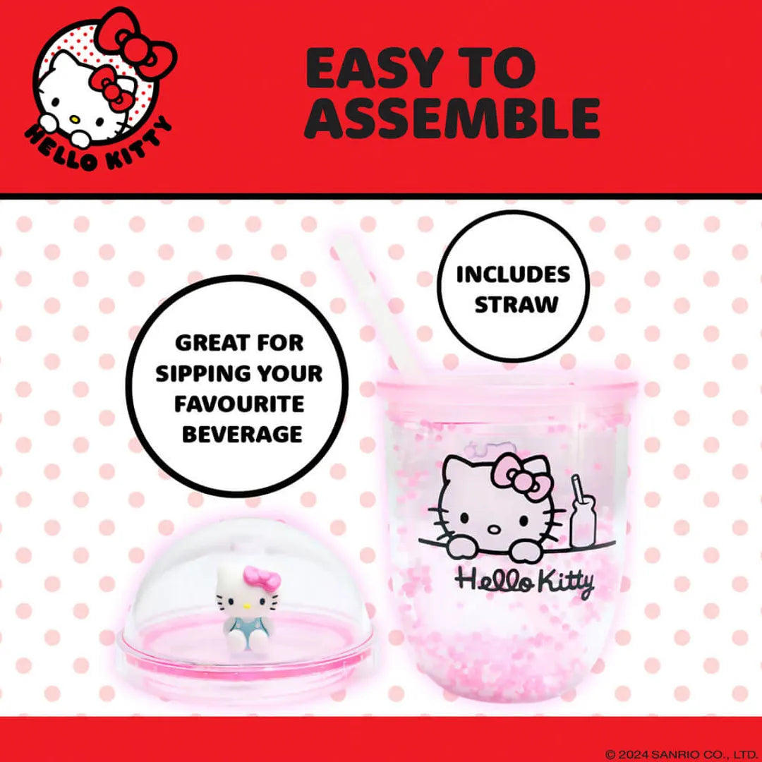Official Sanrio Hello Kitty cup with straw and mini topper
