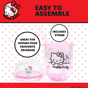 Official Sanrio Hello Kitty cup with straw and mini topper
