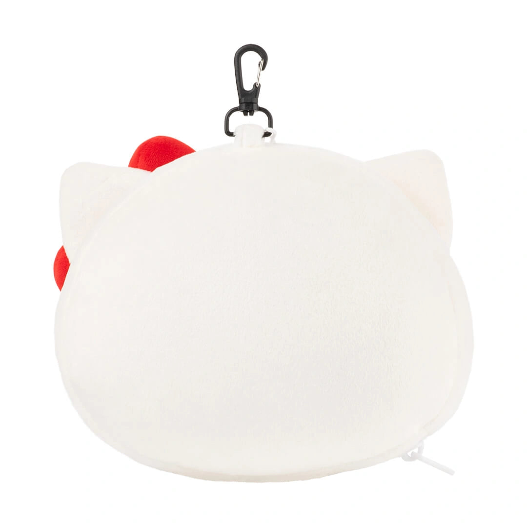 Back view of Hello Kitty plush travel pillow with clip attachment