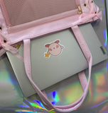 Pink Ita Bag with Clear Display Pocket – Kawaii Shoulder Tote for Plushies, Pins & Keychains