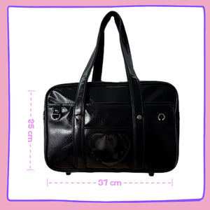 Black Japanese-Style Bag – School-Inspired Kawaii Tote for Pins & Charms