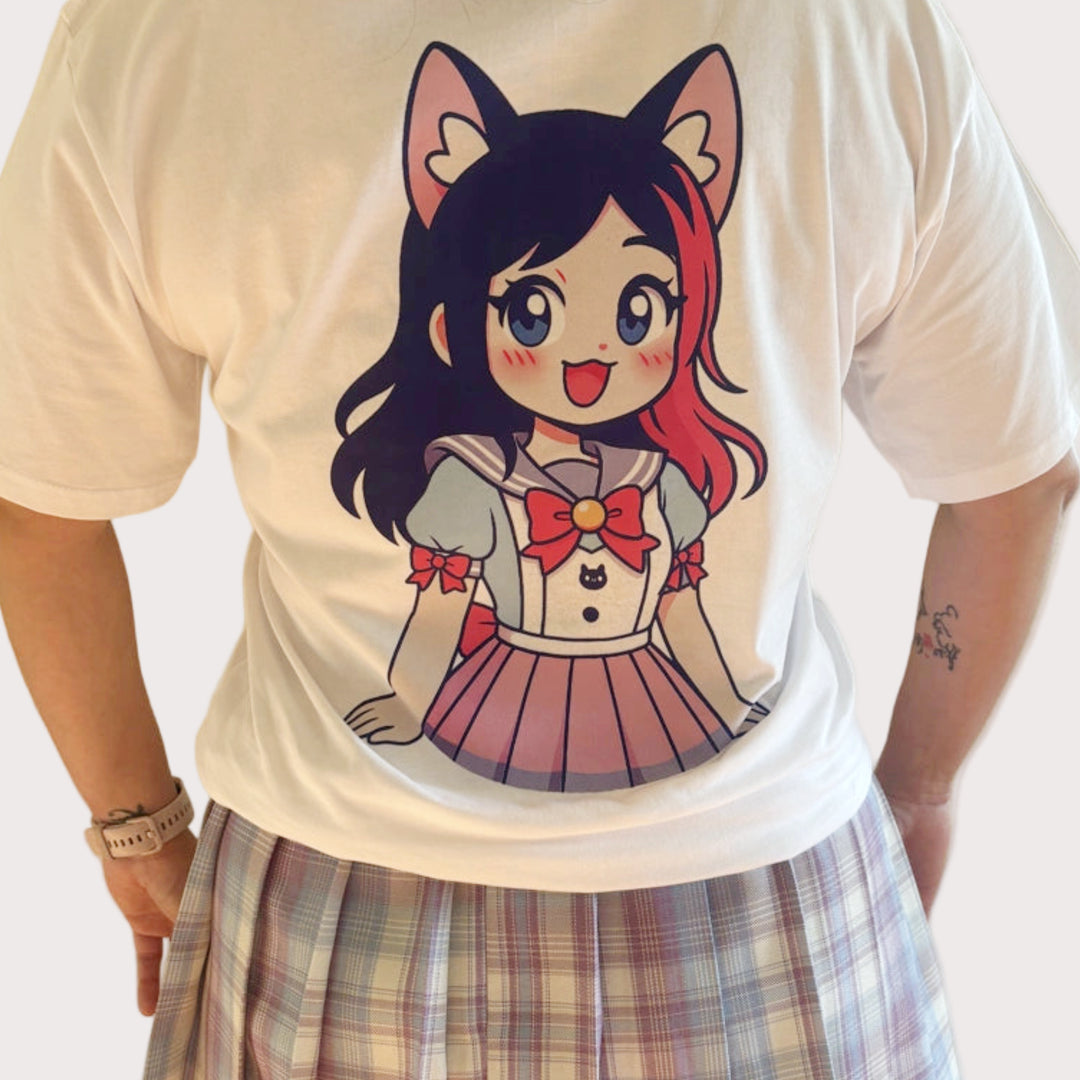 UNISEX T-SHIRT Kawaii Cat-Ear Anime Girl Graphic Tee