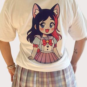 UNISEX T-SHIRT Kawaii Cat-Ear Anime Girl Graphic Tee
