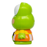 Green character Hello Kitty and friends figurine with a colorful outfit on a white background