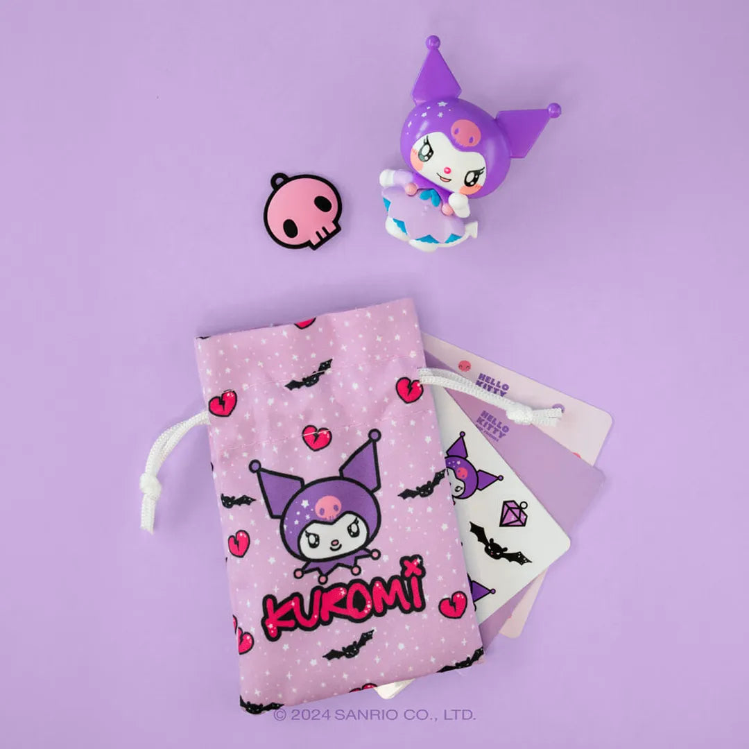 Kuromi collectable figure wearing purple jester hat