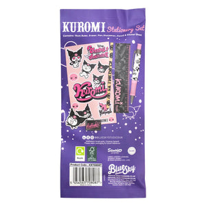 Kuromi stationery set packaging with purple background
