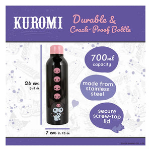 Kuromi durable and crack-proof bottle packaging with product details.