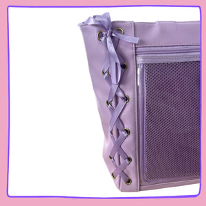Lavender Lace-Up Ita – Cute Clear Window Display Bag for Pins & Charms