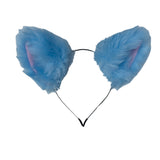 Fluffy Light Blue Cat Ears Headband – Cosplay & Kawaii Costume - Extra floof