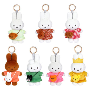 Miffy plush keychain blind box series. Display of 7 available designs to collect . 