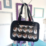 Black Ita Bag with Clear Display Window – Perfect for Pins & Plushies