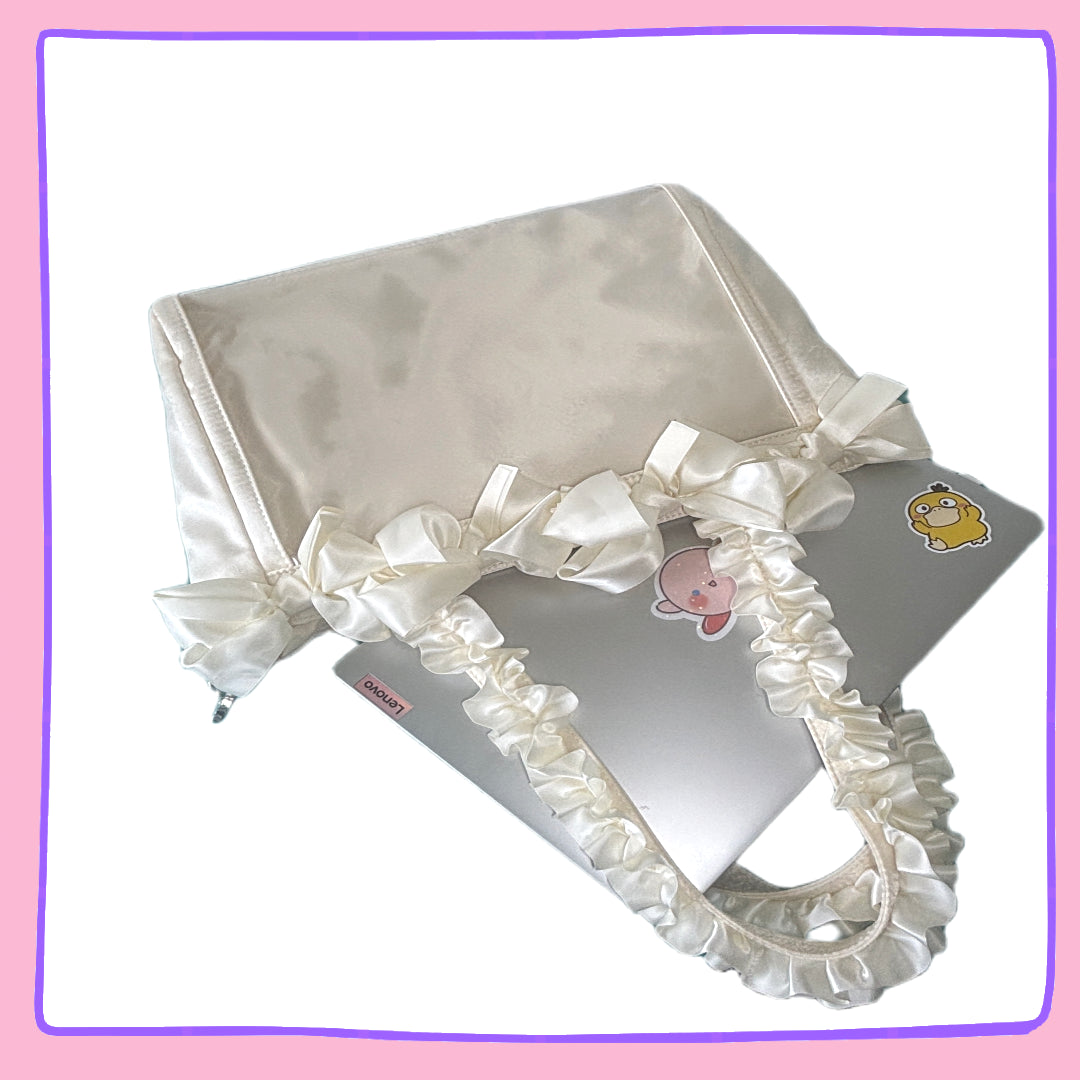 Off-White Satin Ita Bag – Display Pins & Charms in Style