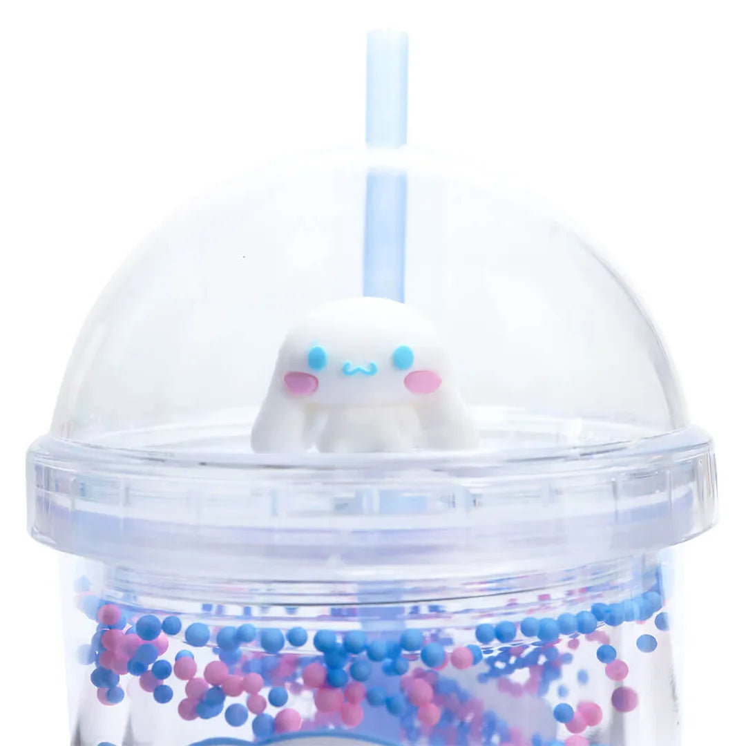 Cinnamoroll cup with pink and blue beads inside double wall