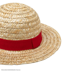 Woven straw hat with a red band. One piece cosplay hat 