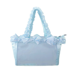 Pastel Blue Ruffle Ita Bag – Clear Display Pocket Crossbody or Handbag