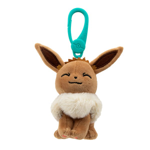 Plush keychain of a cartoon character with a turquoise clip Licensed Pokemon Australia 