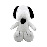 White Snoopy plush dog toy with black accents on a white background
