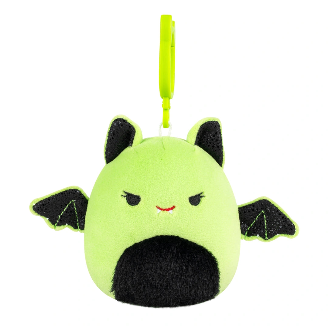 Leap the lime bat — Squishmallows 3.5" Halloween clip-on plush keyring, front view, Australia 2025