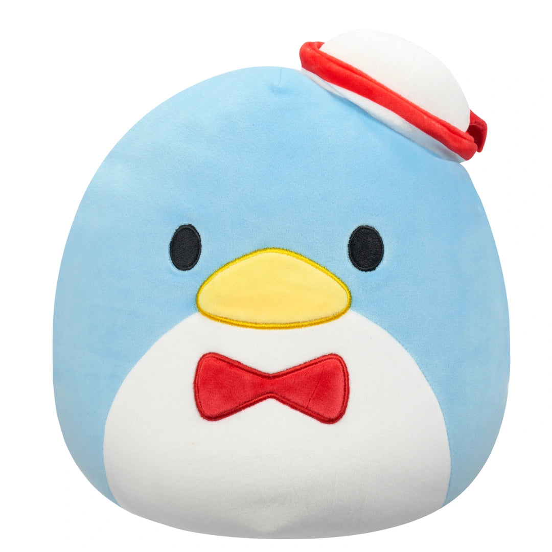 Sanrio Tuxedo Sam Plush toy penguin with a red bow tie and hat 