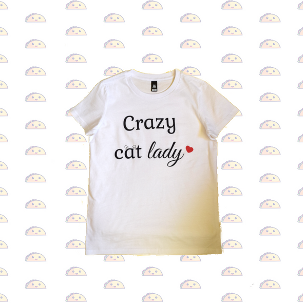 Crazy Cat Lady T-shirt | Otaku taco clothes| online__Regular fit Crew neck Mid weight, 180 GSM, 28-singles 100% combed cotton (marles 15% viscose)  