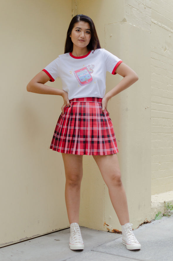 Red Tartan -Pleated skirt - Japanese/ Korean school girl - Cosplay skirt