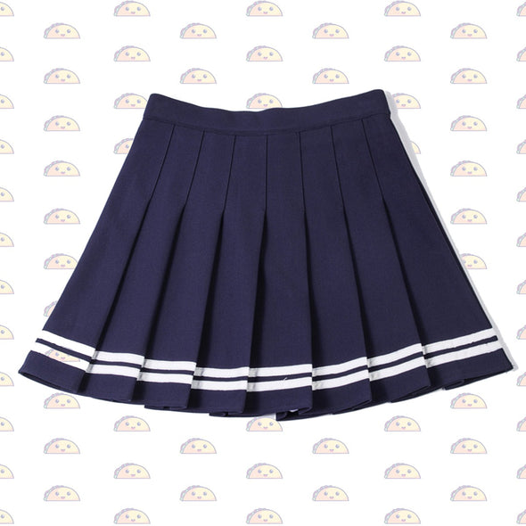 Navy Pleated Stretchy Skirt - with shorts