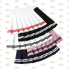 White Pleated Stretchy Skirt Black Stripes - with shorts