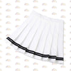 White Pleated Stretchy Skirt Black Stripes - with shorts