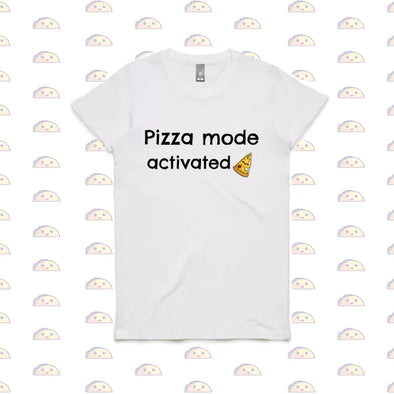  Pizza mode activated T-shirt Chest Printed Short Sleeve-Tops For Sale | Otaku-taco clothes For woman online_ Short sleeve design Printed chest Available in white O-neckline