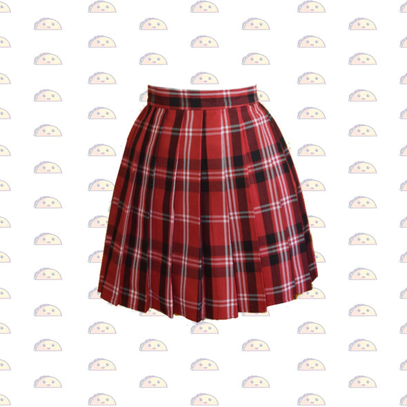 Red Tartan -Pleated skirt - Japanese/ Korean school girl - Cosplay skirt