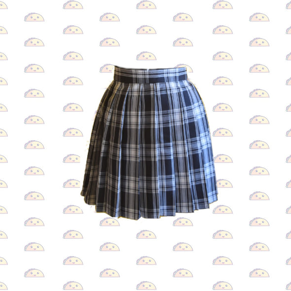 White n Black Pleated skirt - Japanese/ Korean school girl - Cosplay skirt